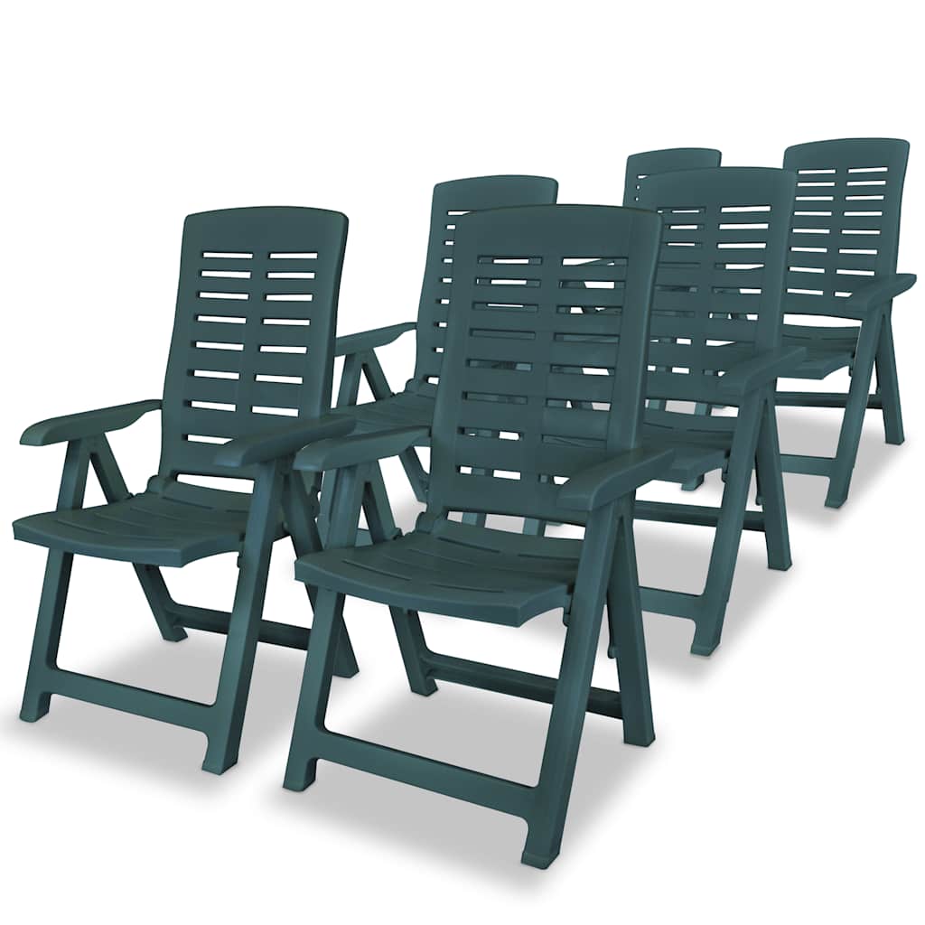 Garden Chair |  Set of 6 | Green | Plastic | Standard |  Foldable