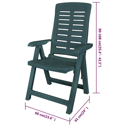 Garden Chair |  Set of 6 | Green | Plastic | Standard |  Foldable