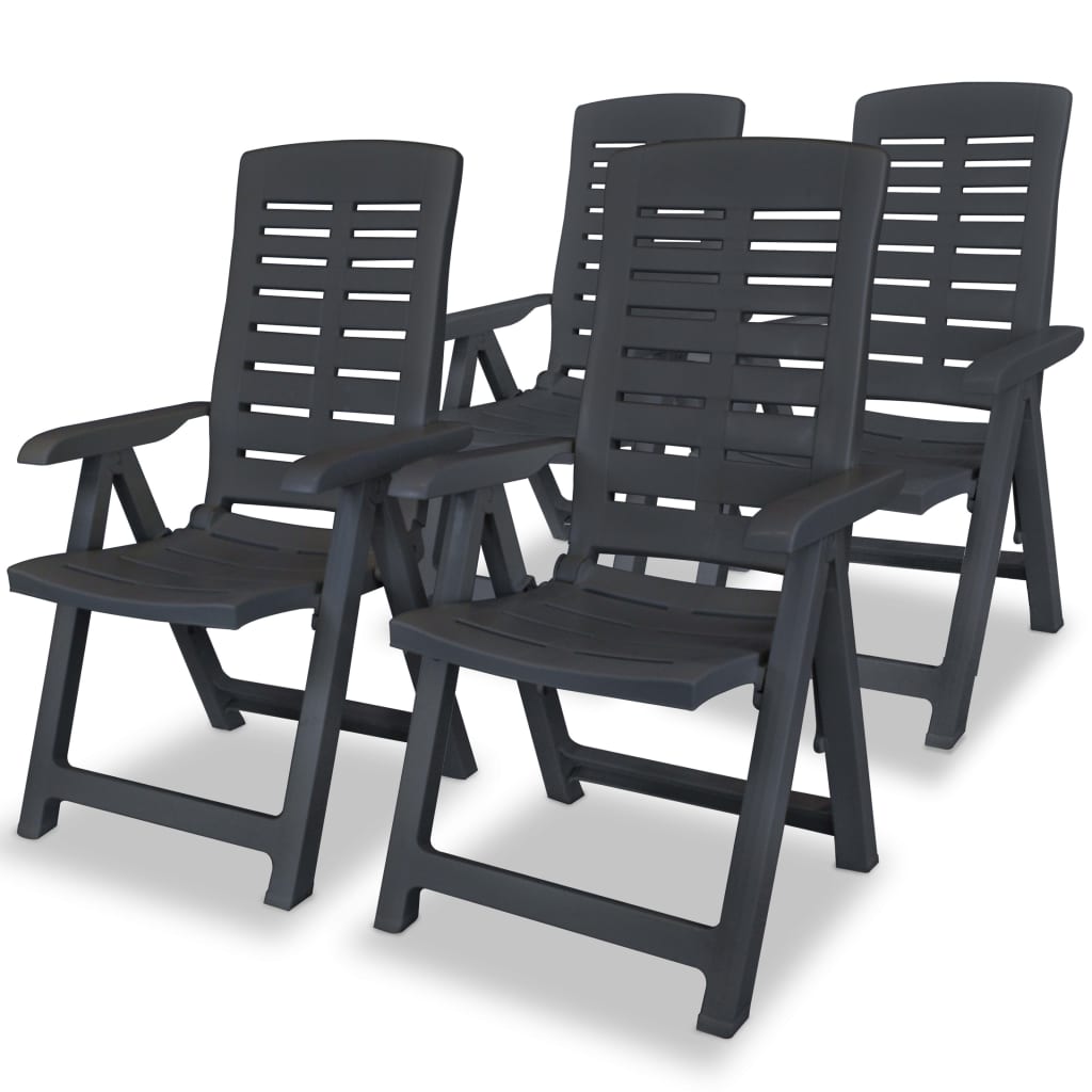 Reclining Chair | Set of 4 | Anthracite | Plastic | Standard | Foldable