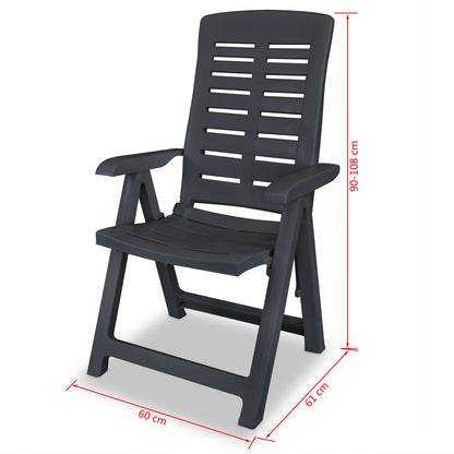 Reclining Chair | Set of 4 | Anthracite | Plastic | Standard | Foldable