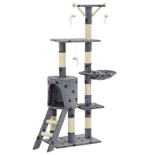 Cat Tree | Grey with paw prints