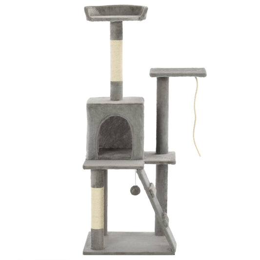 Cat Tree | Grey | Particle board, soft plush, sisal rope | Medium