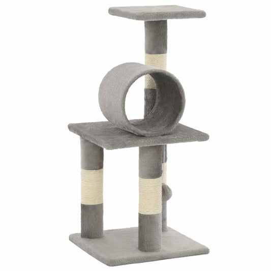 Cat Tree | Grey | Particle board, plush, sisal rope | Medium | Durable