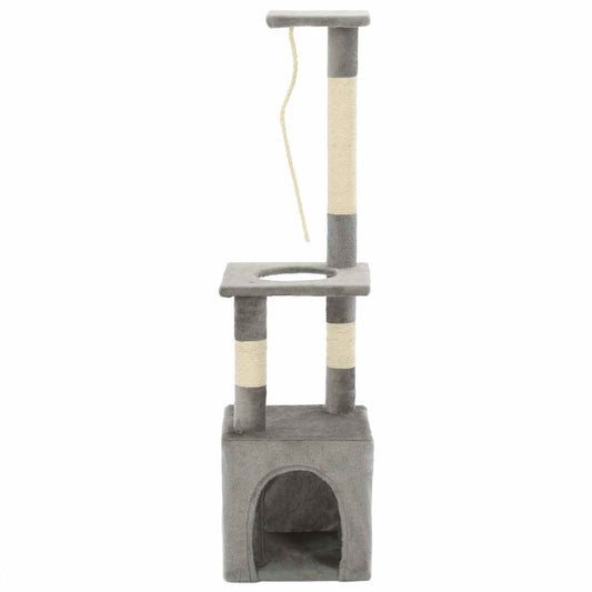 Cat Tree | Grey | Particle board, soft plush, sisal rope | Medium