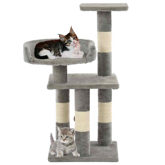 Cat Tree | Grey | Particle board, soft plush, sisal rope | Medium