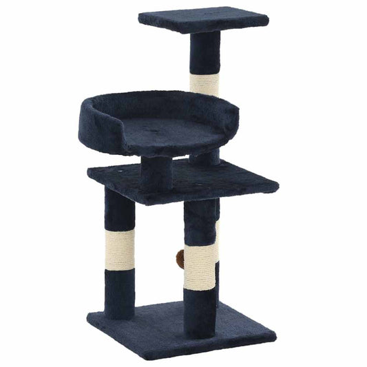 Cat Tree | Blue | Particle board, plush, sisal rope | Medium | Durable