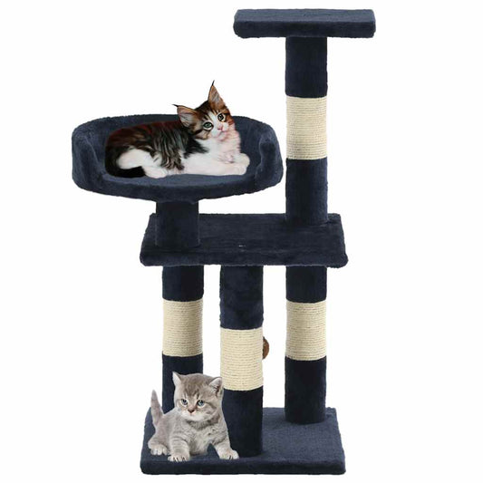 Cat Tree | Blue | Particle board, plush, sisal rope | Medium | Durable