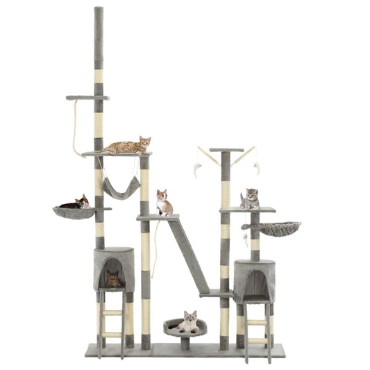 Cat Tree | Grey | Particle board, Plush, Sisal Rope | Large | Cat Tree