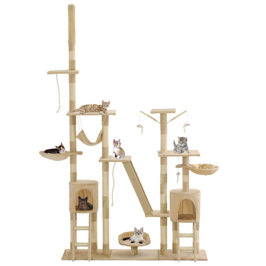 Cat Tree | Beige | Particle board, Plush, Sisal rope | Medium