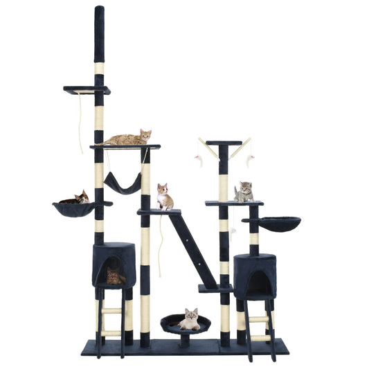 Cat Tree | Blue | Particle board frame, plush, sisal rope | Extra Tall