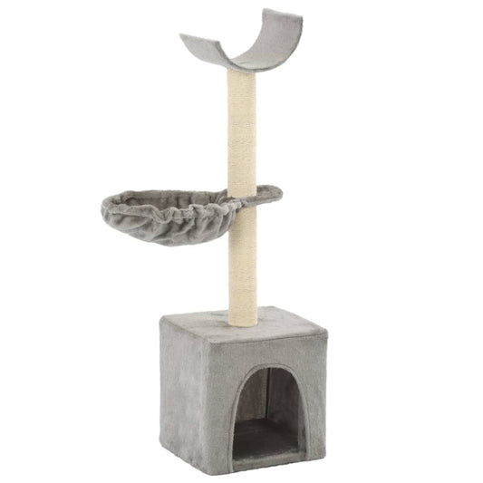 Cat Tree | Grey | Particle board frame, soft plush, sisal rope | 105 cm