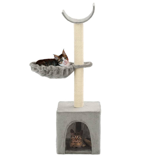 Cat Tree | Grey | Particle board frame, soft plush, sisal rope | 105 cm