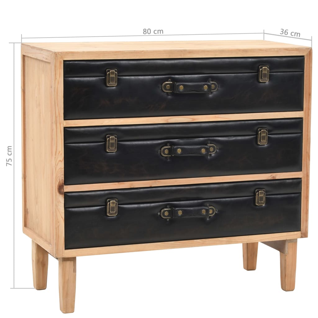 Drawer Cabinet | Natural wood with black details