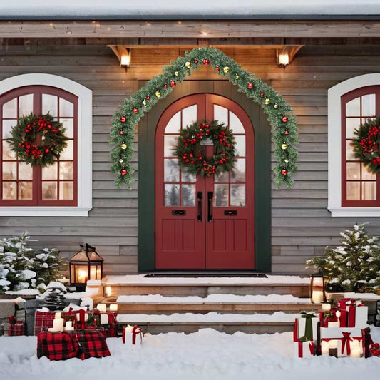 246406 vidaXL Christmas Garland Decorated with Baubles and LED Lights 5 m