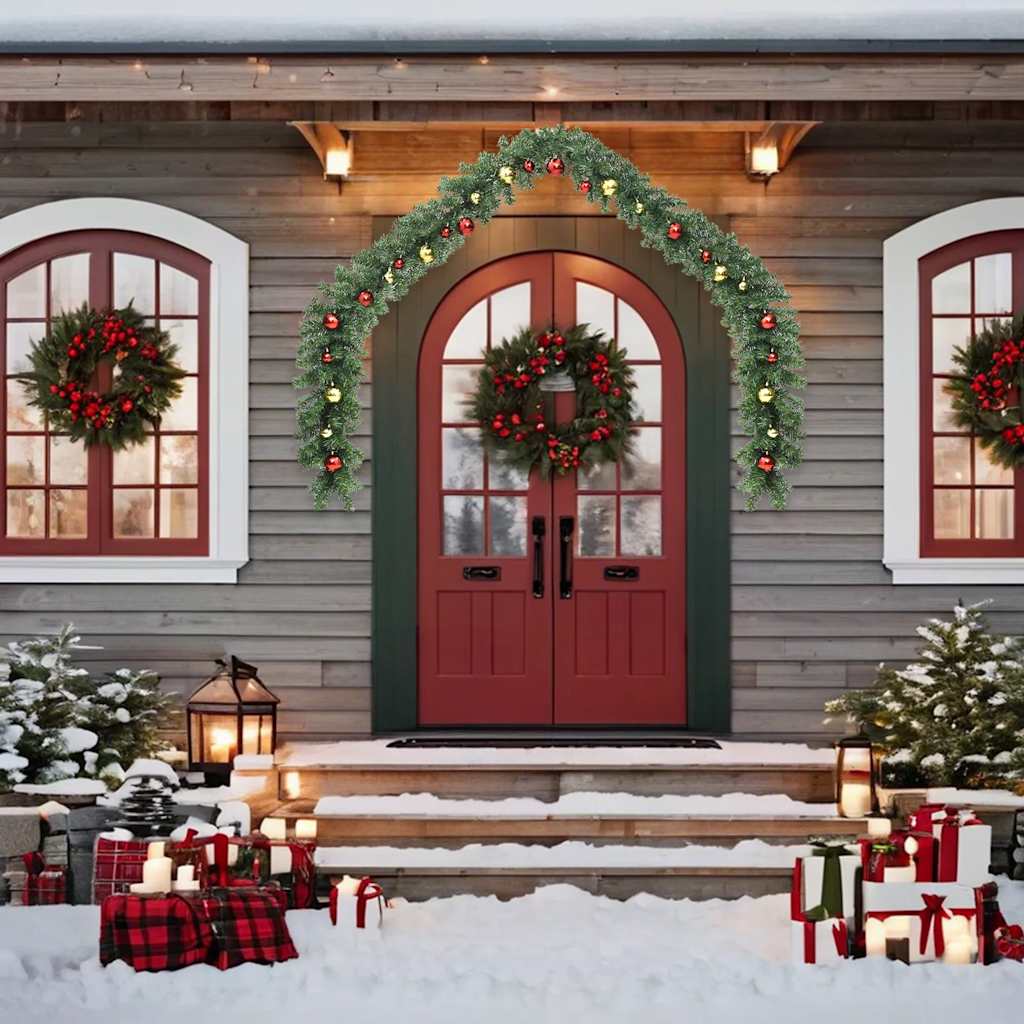 246406 vidaXL Christmas Garland Decorated with Baubles and LED Lights 5 m