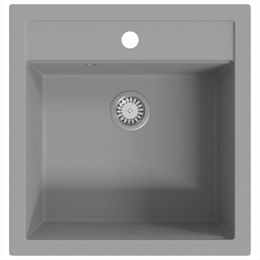 142949 vidaXL Granite Kitchen Sink Single Basin Grey