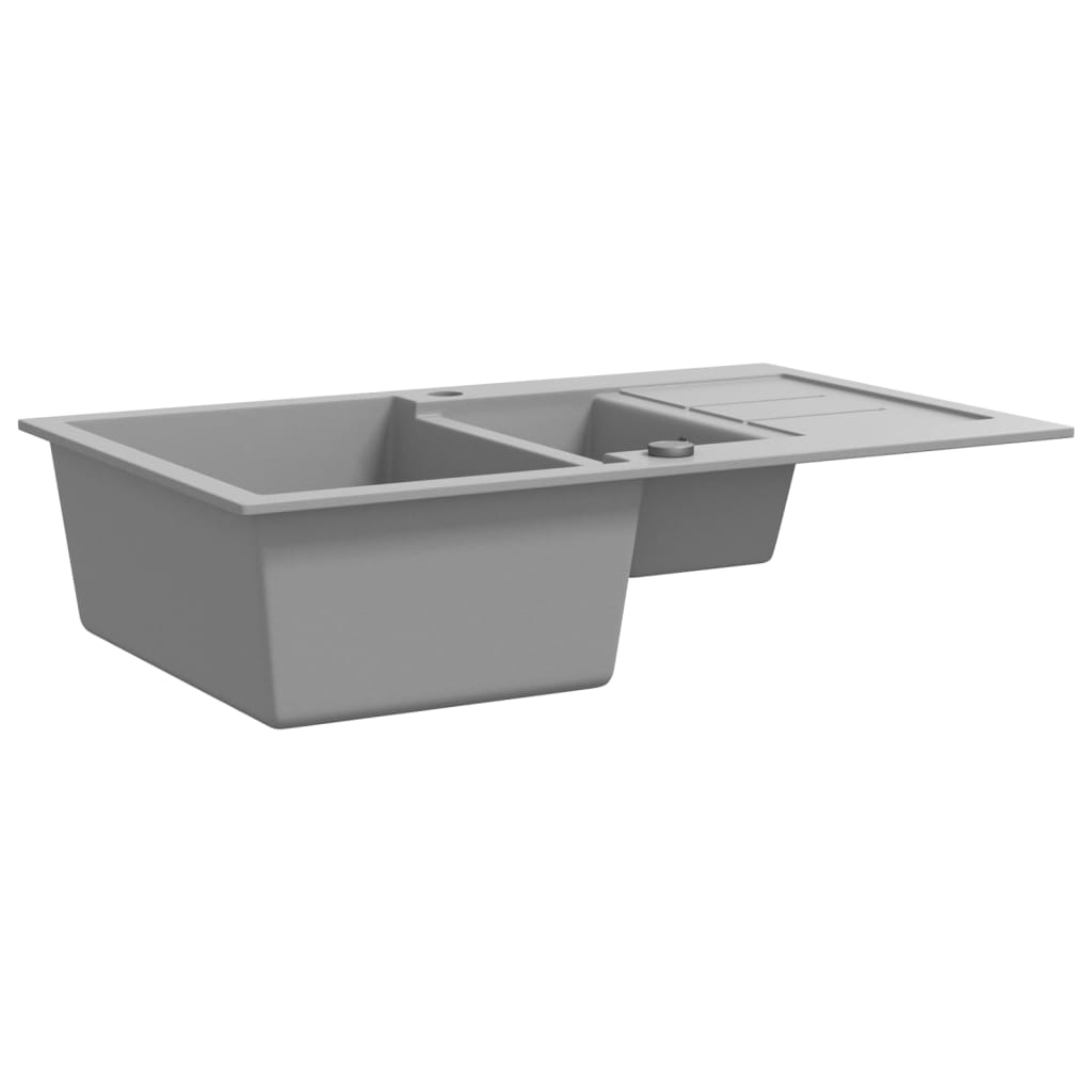 Granite Kitchen Sink Double Basin Grey