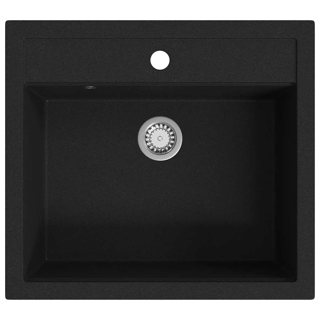 142954 vidaXL Granite Kitchen Sink Single Basin Black