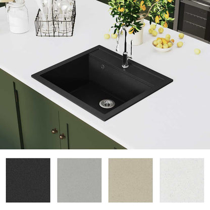 142954 vidaXL Granite Kitchen Sink Single Basin Black