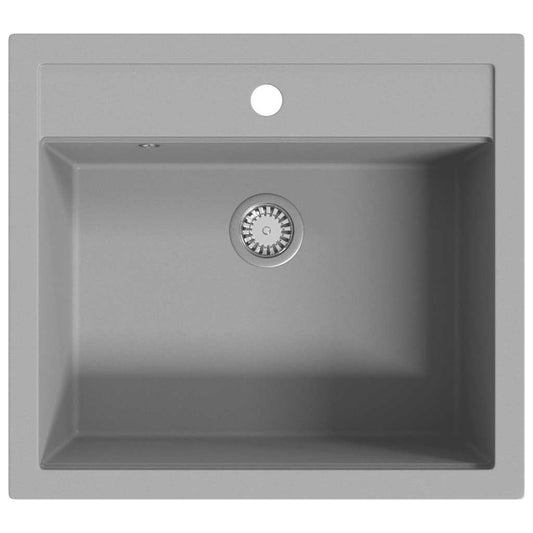 142955 vidaXL Granite Kitchen Sink Single Basin Grey