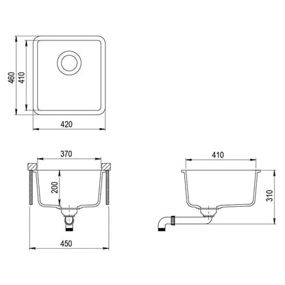 Granite Kitchen Sink Single Basin Grey