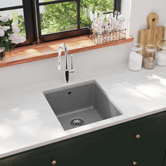 142961 vidaXL Granite Kitchen Sink Single Basin Grey