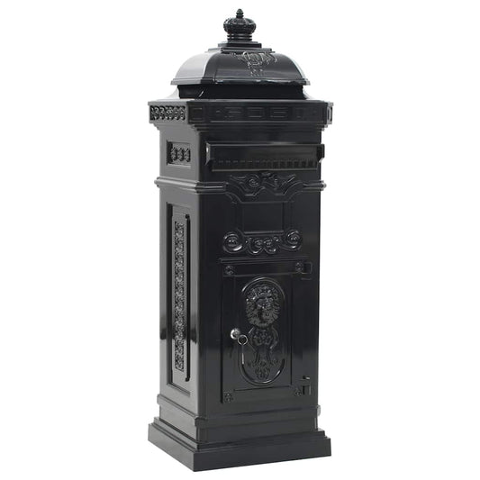 Pillar Letterbox | Black | Cast Aluminium | Standard | Locks