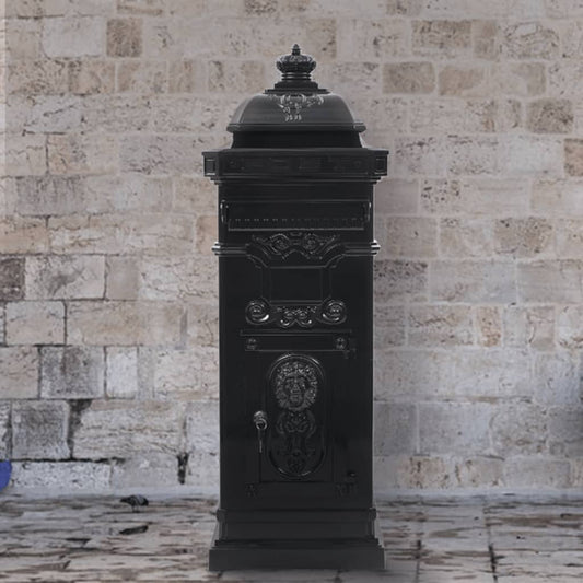 Pillar Letterbox | Black | Cast Aluminium | Standard | Locks