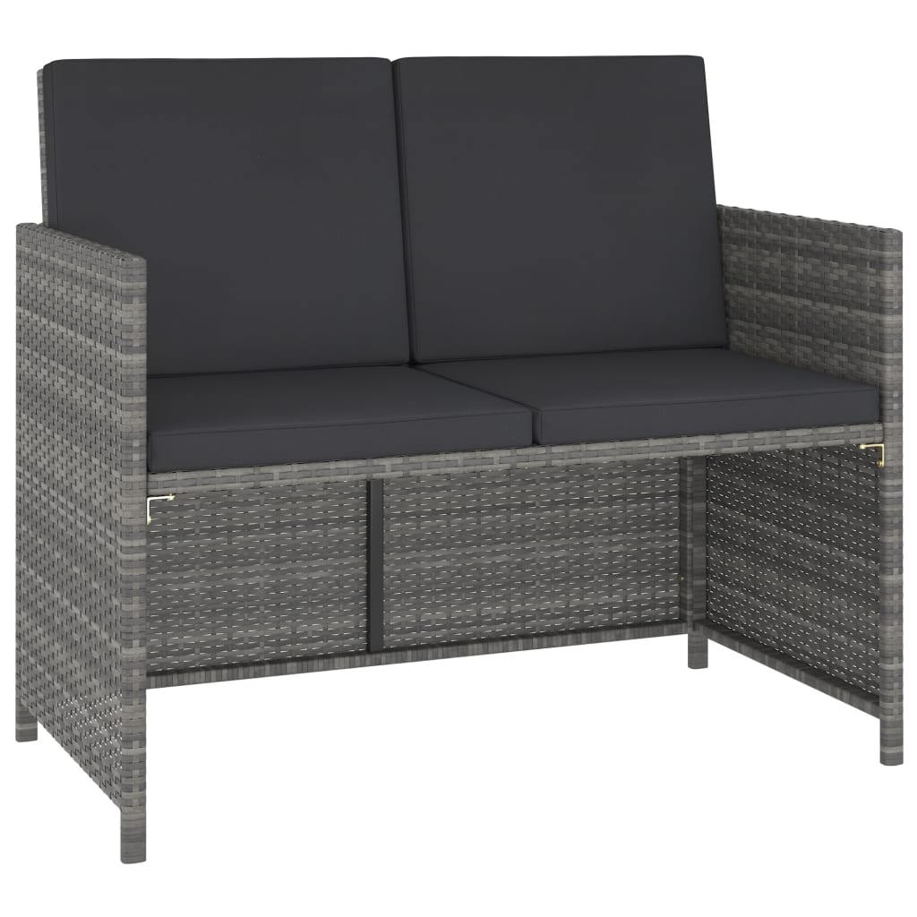 6 Piece Patio Dining Set with Cushions Poly Rattan Gray