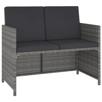 6 Piece Patio Dining Set with Cushions Poly Rattan Gray