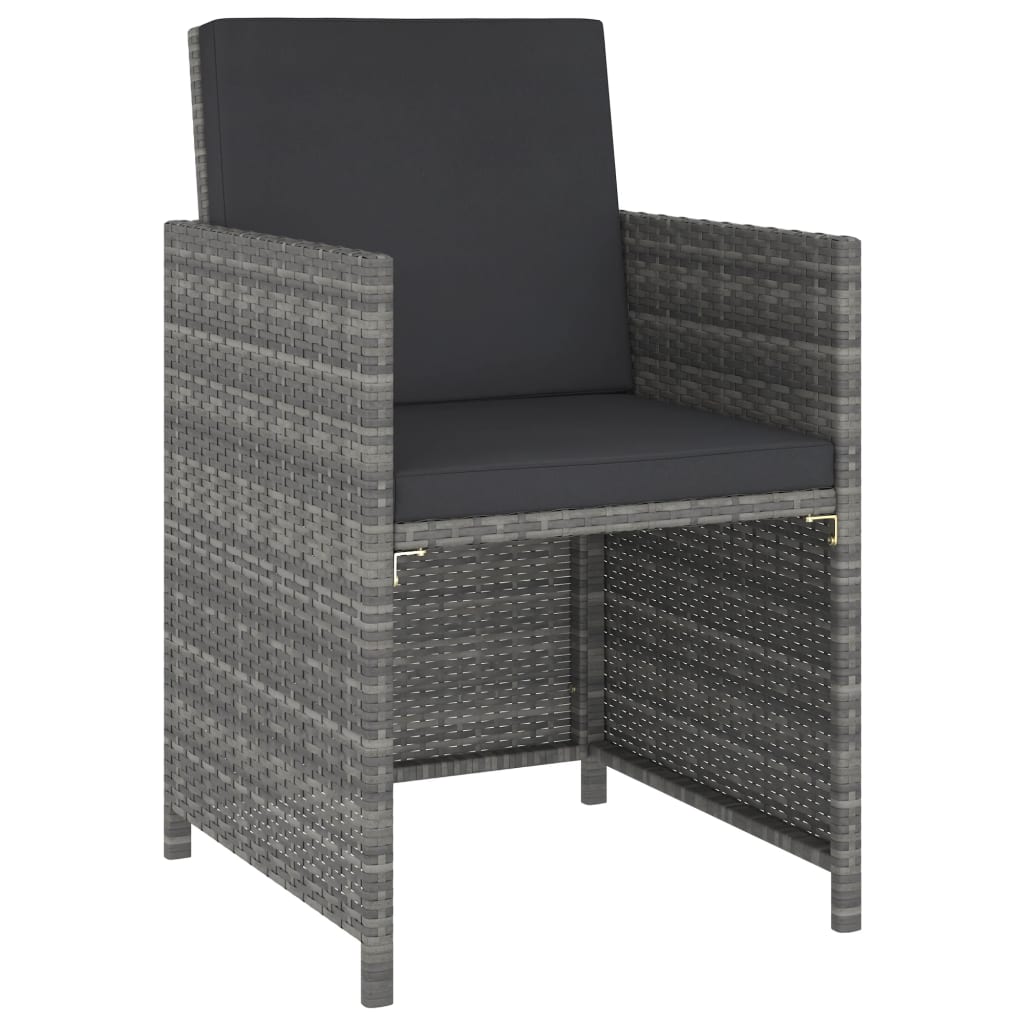 6 Piece Patio Dining Set with Cushions Poly Rattan Gray