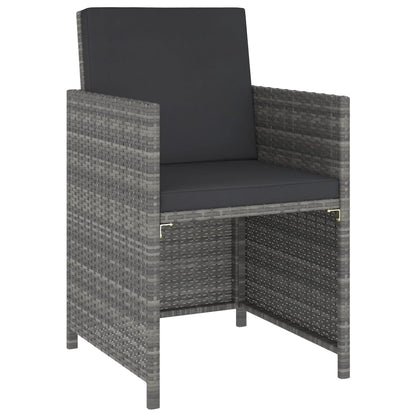6 Piece Patio Dining Set with Cushions Poly Rattan Gray