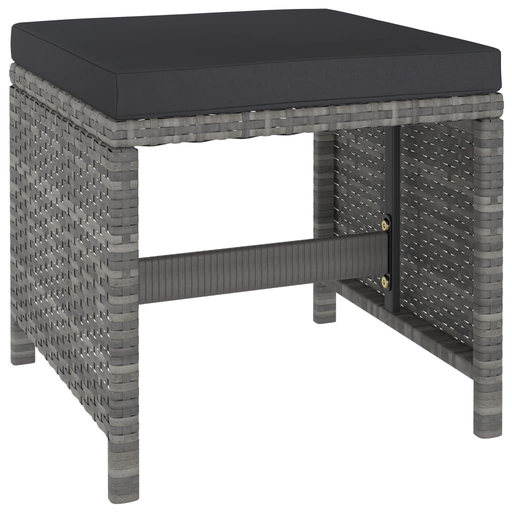 6 Piece Patio Dining Set with Cushions Poly Rattan Gray