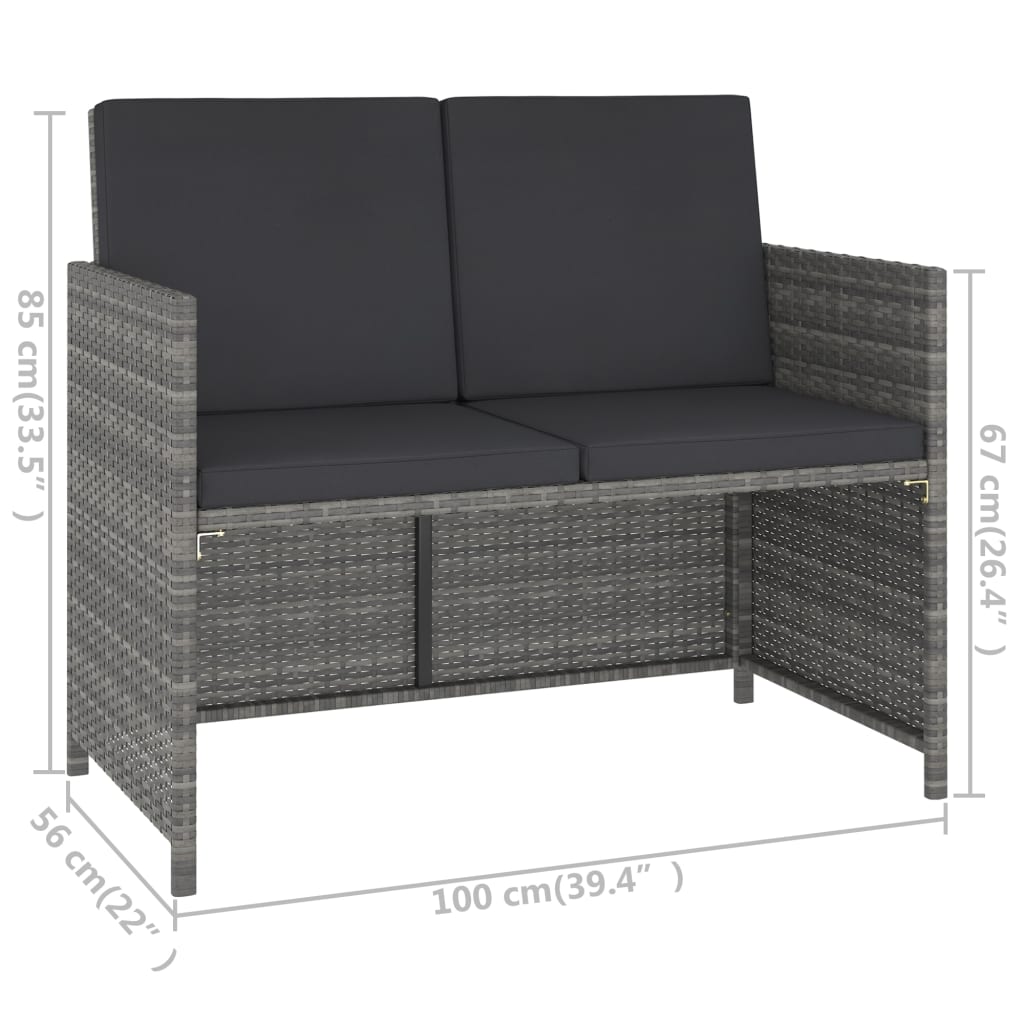6 Piece Patio Dining Set with Cushions Poly Rattan Gray