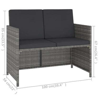 6 Piece Patio Dining Set with Cushions Poly Rattan Gray