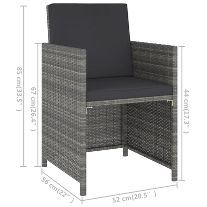 6 Piece Patio Dining Set with Cushions Poly Rattan Gray