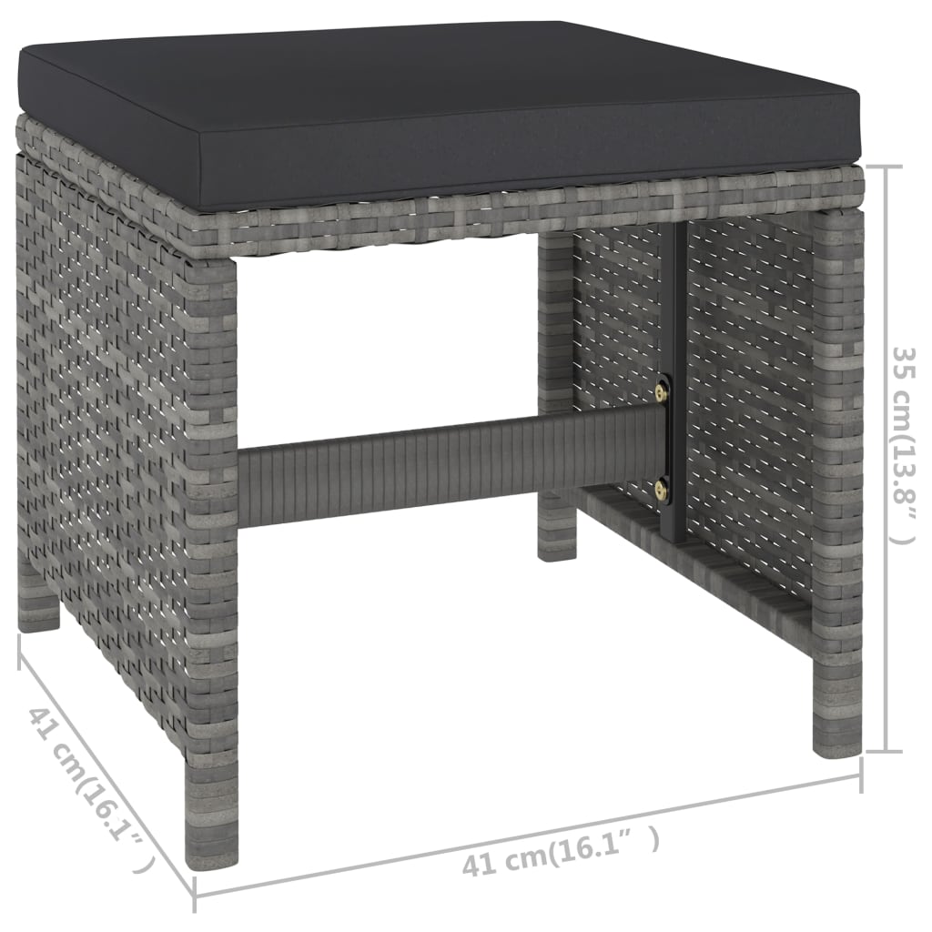 6 Piece Patio Dining Set with Cushions Poly Rattan Gray