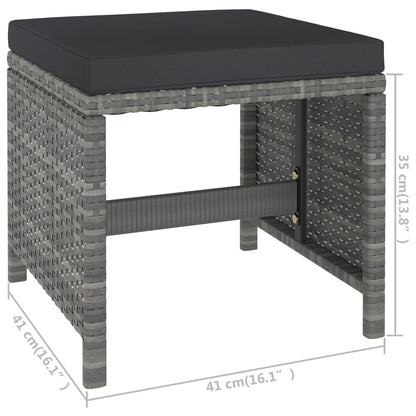 6 Piece Patio Dining Set with Cushions Poly Rattan Gray