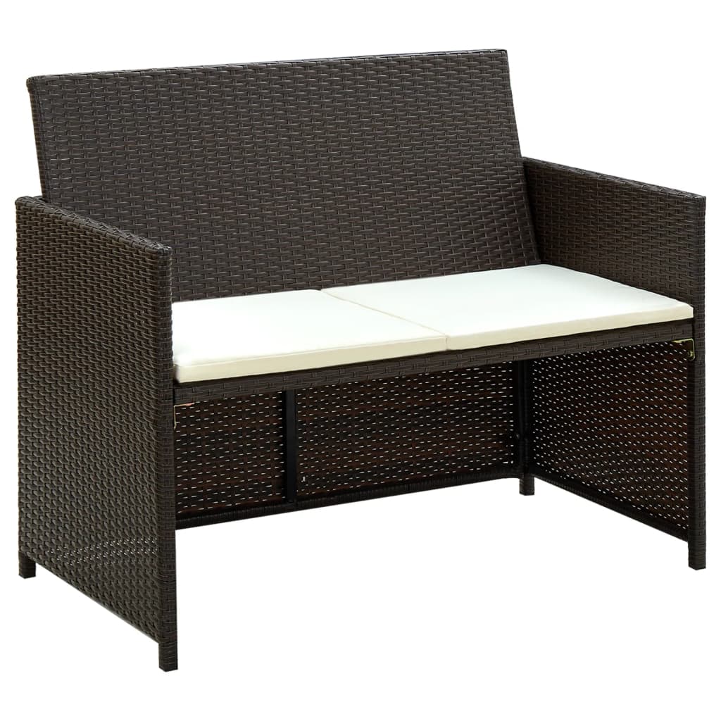 2-seater Sofa Brown PE (polyethylene) rattan 2-Seater Lightweight