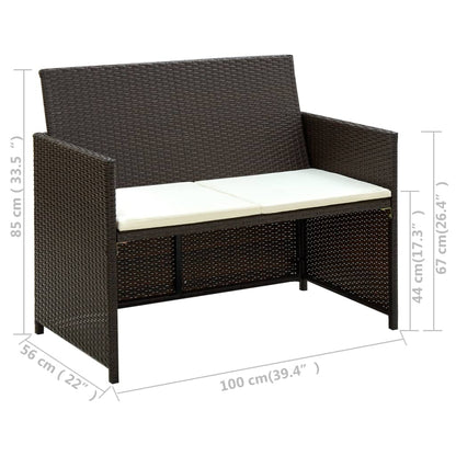 2-seater Sofa Brown PE (polyethylene) rattan 2-Seater Lightweight