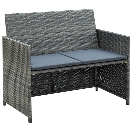 2-seater Sofa Gray PE rattan 2-Seater Light Weight