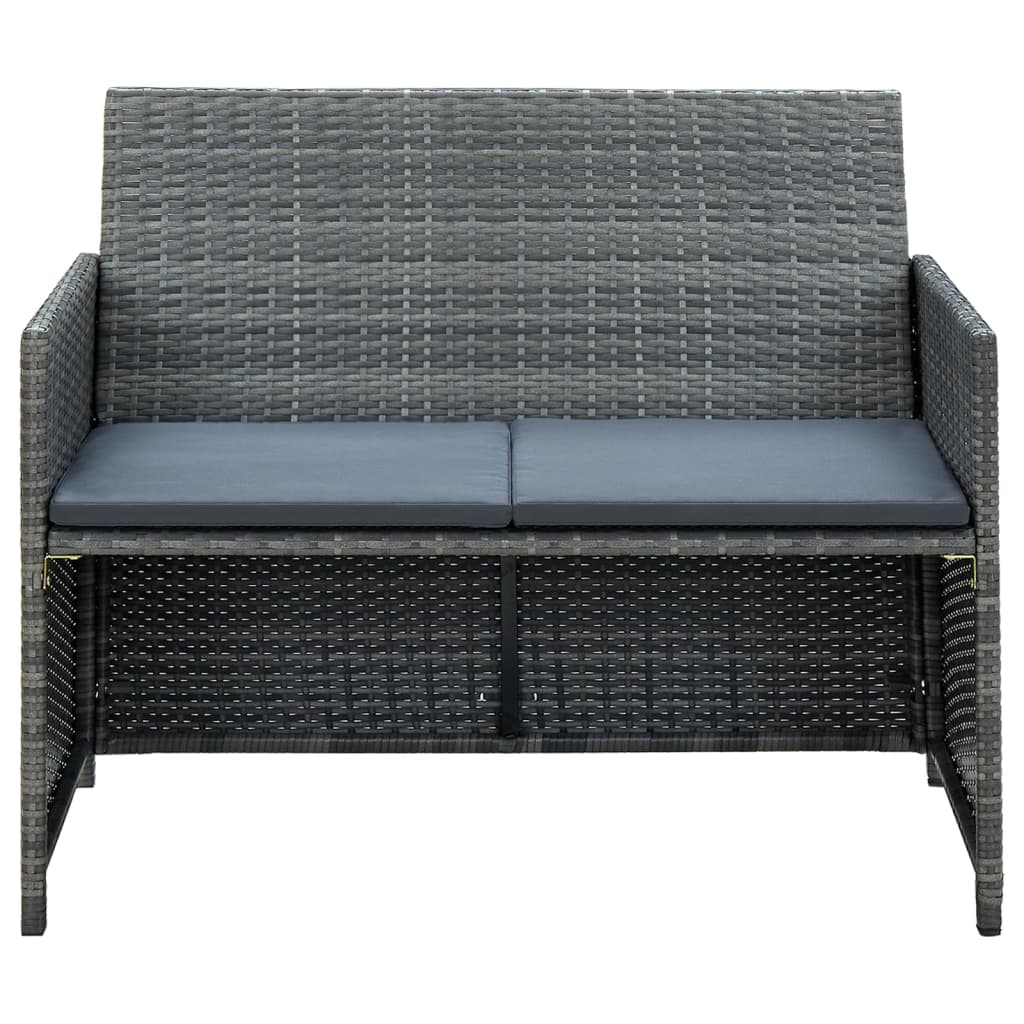 2-seater Sofa Gray PE rattan 2-Seater Light Weight