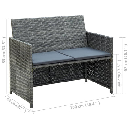 2-seater Sofa Gray PE rattan 2-Seater Light Weight