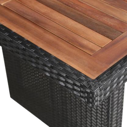 Patio Table 94.5"x35.4"x29.1" Poly Rattan and Solid Acacia Wood