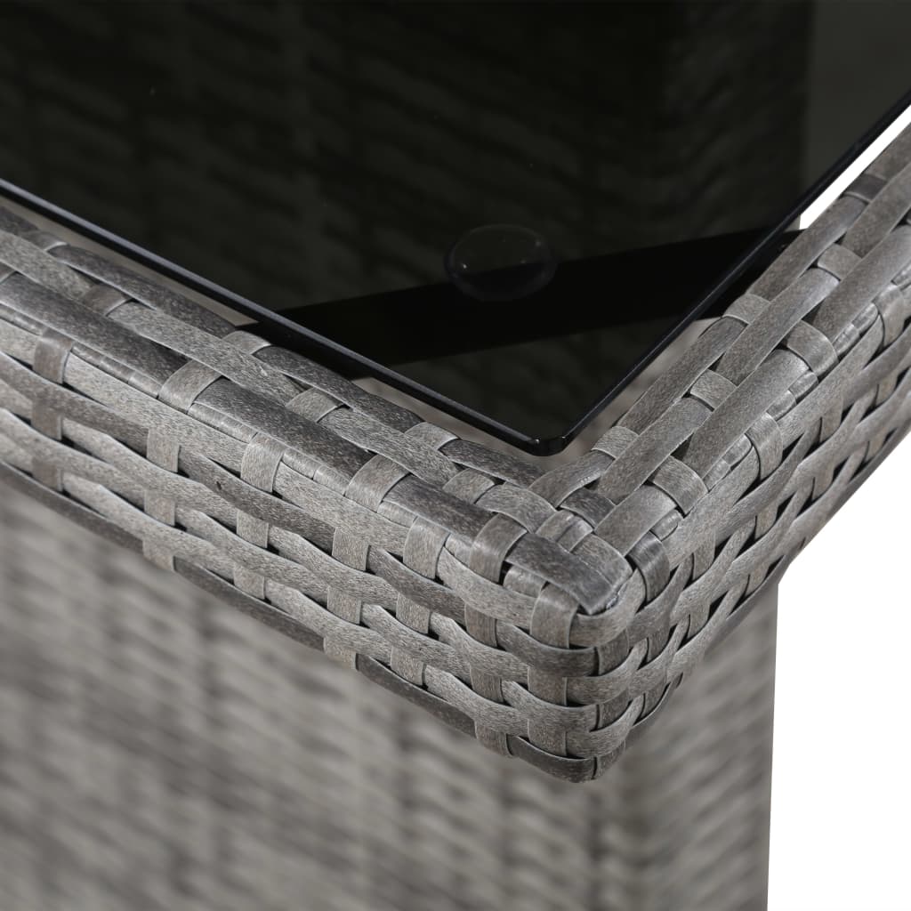 Patio Table 94.5"x35.4"x29.1" Poly Rattan and Glass