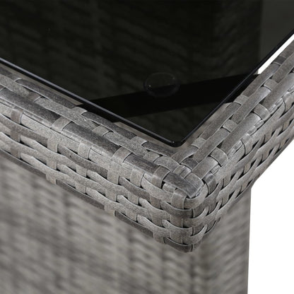 Patio Table 94.5"x35.4"x29.1" Poly Rattan and Glass