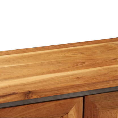 vidaXL Sideboard Brown and Grey Recycled Teak and Steel Medium Sideboard