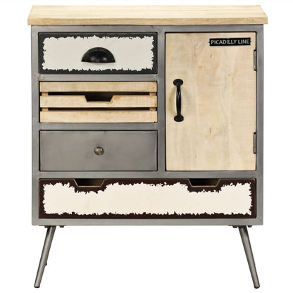 vidaXL Sideboard Natural Mango Wood With Steel Accents