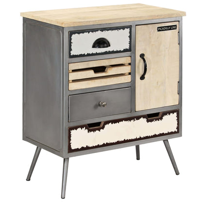 vidaXL Sideboard Natural Mango Wood With Steel Accents