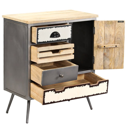vidaXL Sideboard Natural Mango Wood With Steel Accents